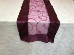 table runner eggplant embroidery